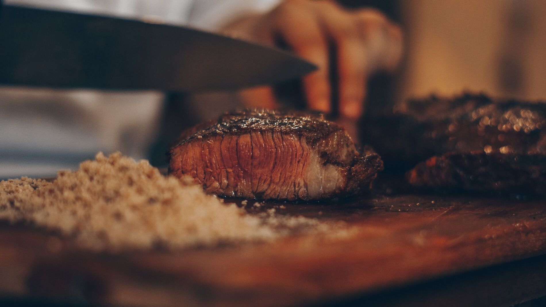 Steak being cut